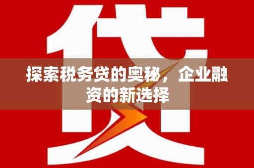 昭化探索税务贷的奥秘，企业融资的新选择