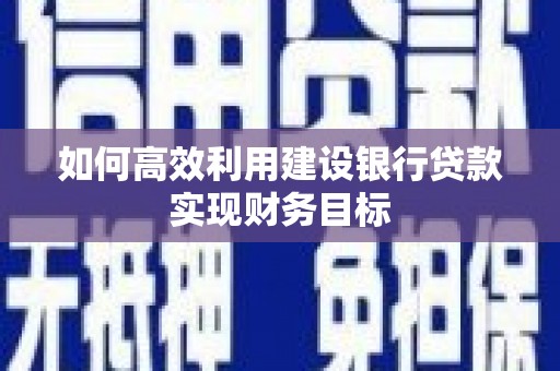 昭化如何高效利用建设银行贷款实现财务目标