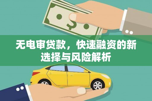 昭化无电审贷款，快速融资的新选择与风险解析