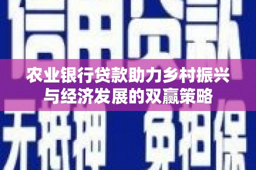 昭化农业银行贷款助力乡村振兴与经济发展的双赢策略