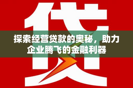 昭化探索经营贷款的奥秘，助力企业腾飞的金融利器