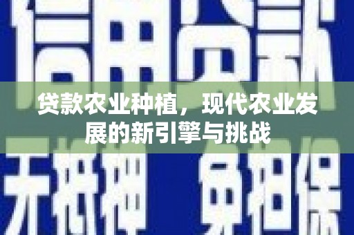 昭化贷款农业种植，现代农业发展的新引擎与挑战