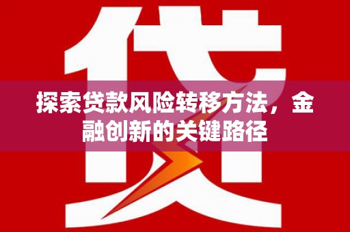 昭化探索贷款风险转移方法，金融创新的关键路径