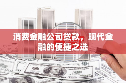 昭化消费金融公司贷款，现代金融的便捷之选