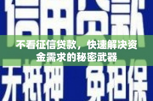 昭化不看征信贷款，快速解决资金需求的秘密武器