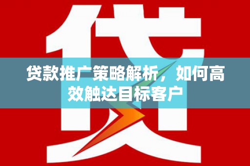 昭化贷款推广策略解析，如何高效触达目标客户
