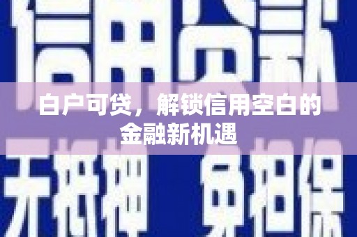 昭化白户可贷，解锁信用空白的金融新机遇