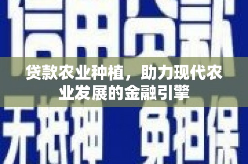 昭化贷款农业种植，助力现代农业发展的金融引擎