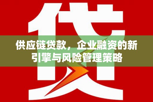 昭化供应链贷款，企业融资的新引擎与风险管理策略