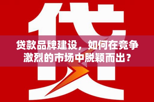 昭化贷款品牌建设，如何在竞争激烈的市场中脱颖而出？