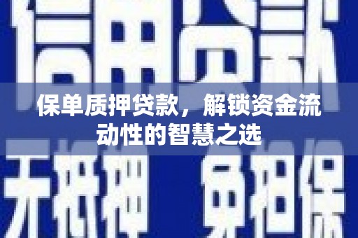 昭化保单质押贷款，解锁资金流动性的智慧之选